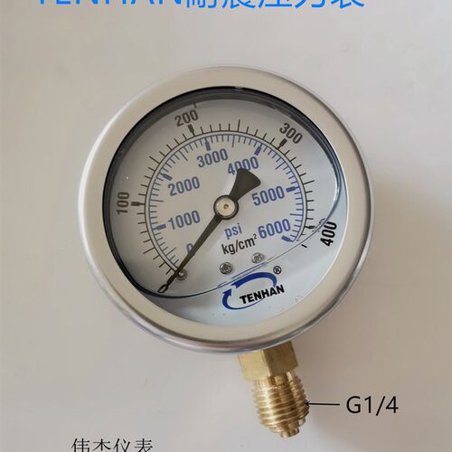 TENHAN滕汉耐震压力表YN60-250kg/400kg不锈钢油压表G1/4油压表