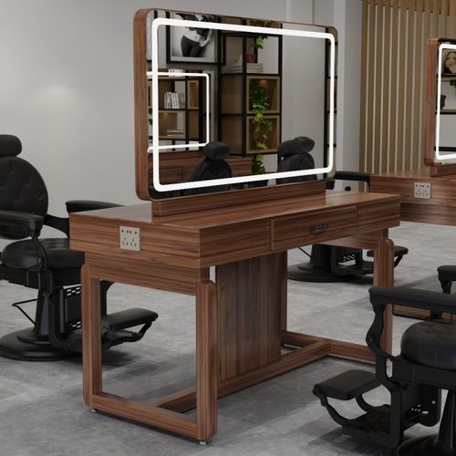 美发理发店发廊专用影楼化妆烫染剪发镜子单双面带灯镜台柜子一体