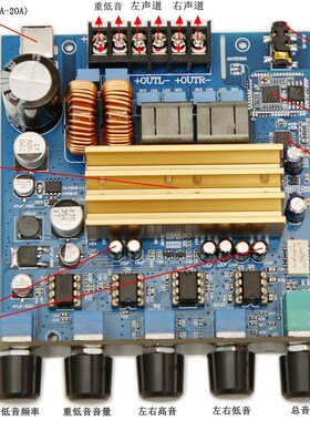 TPA3223 2.1大功率数字发烧HIFI音调蓝牙5.1功放板(400W+200*2)