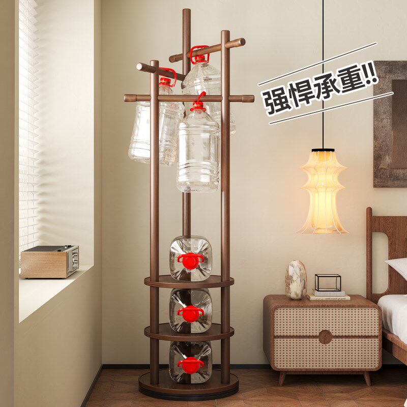 衣帽架落地卧室实木挂衣架家用客厅多功能省空间可旋转晾衣置物架