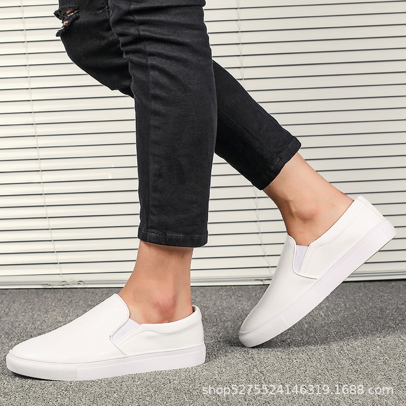 现货男鞋38-48码特大码一脚蹬皮鞋学生板鞋透气男款小白鞋休闲鞋