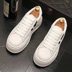 厚底男鞋子2024新品增高休闲鞋韩版百搭潮男小白鞋系带时尚松糕鞋