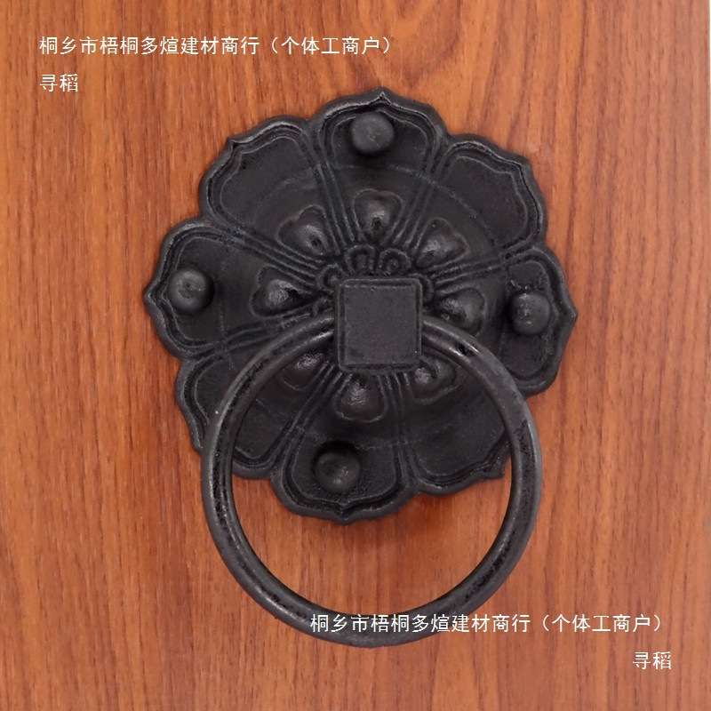 大门拉手仿古铜拉手兽头铜门环装饰复古实心拉环铸铁门扣把手