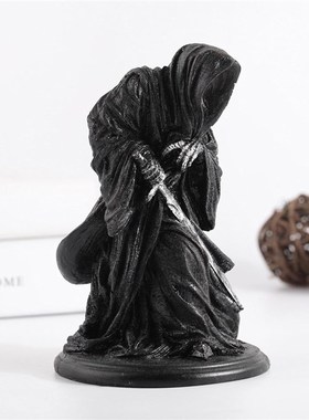 哥特风戒灵树脂黑袍死神北欧式惊悚诡秘暗黑Q摆件背景礼物 装饰