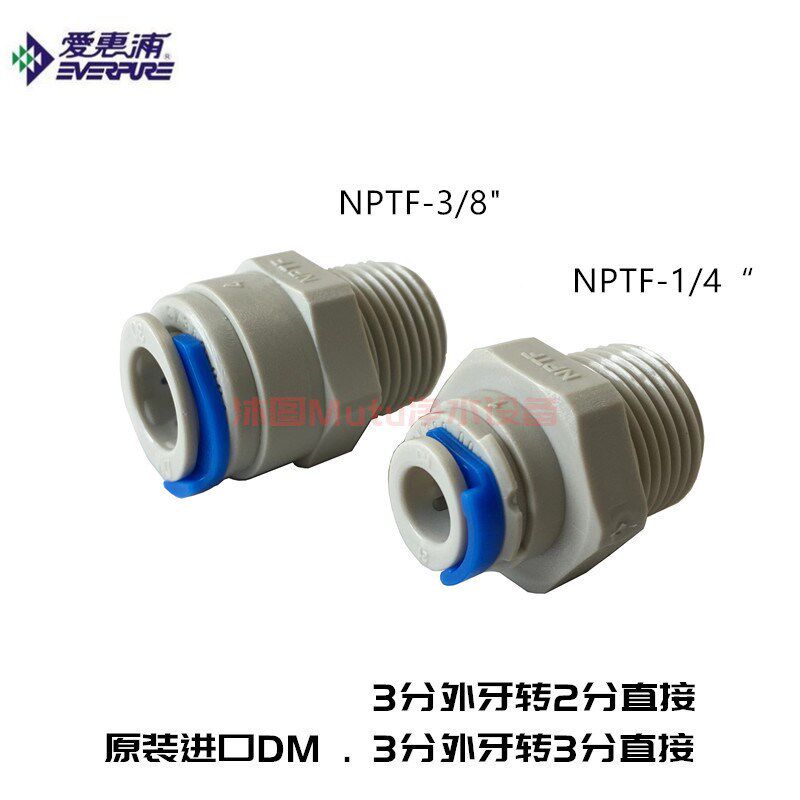 爱惠浦EVERPURE净水器配件 3分外牙转3分快接2分管NPTF原装DM接头