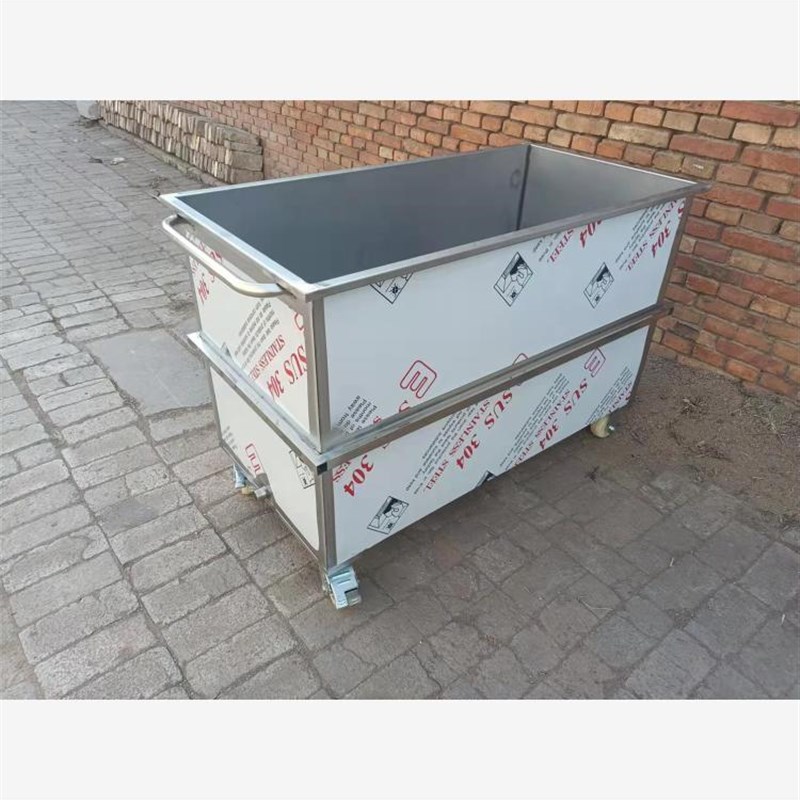 定制移动式不锈钢水箱方形工业食用移物池手推车浸泡池卤煮桶304