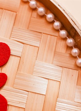 【备婚好物】结婚摆件订婚迎宾桌面摆件婚礼创意竹编簸箕喜字装饰