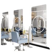 甄选理发店专用镜子带灯美发镜台面网红潮款 发廊挂墙剪发化妆镜