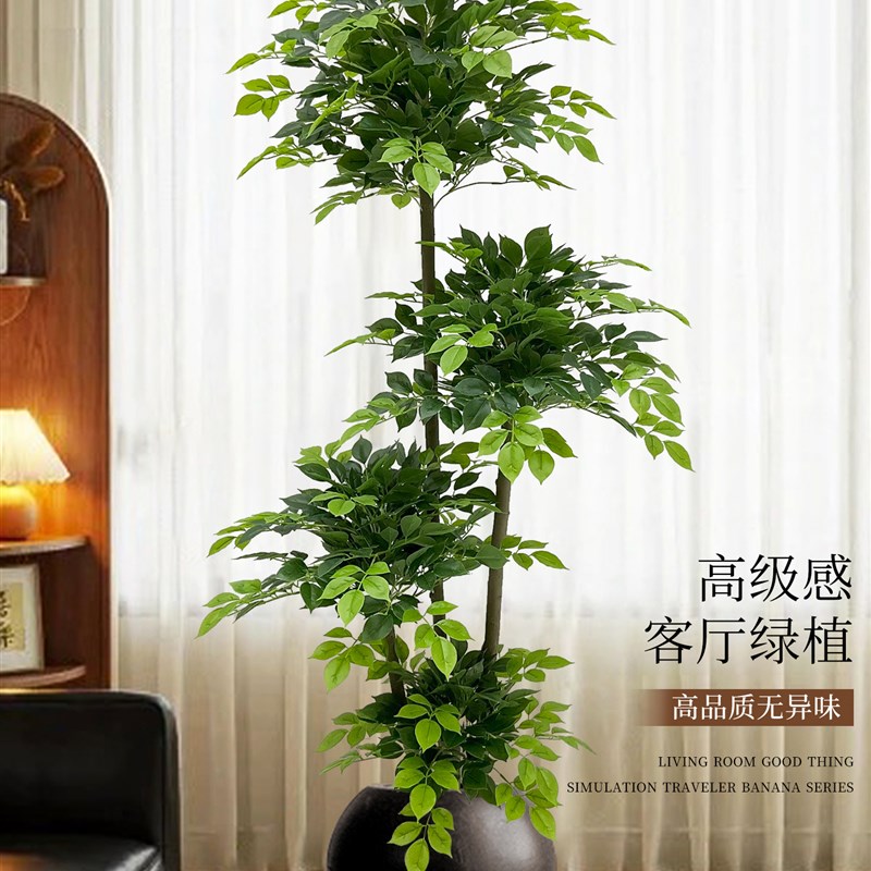 彷真绿植幸福树室内大型落地盆栽摆件F装饰高级感彷生绿色植物假