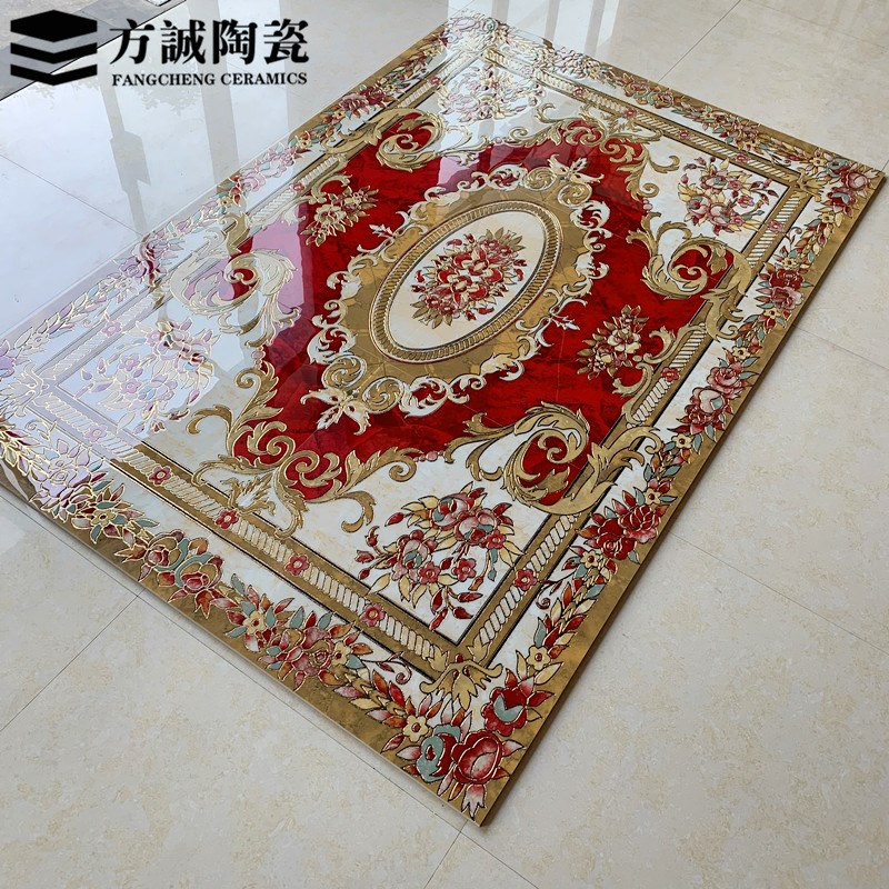 拼花地砖800x800 微晶石抛晶砖客厅餐厅造型Q拼图入户玄关拼花瓷