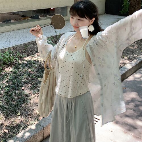 Emilyyiing夏季新款纯苎麻碎花慵懒松弛宽松防晒衬衫