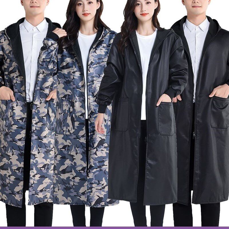 干活穿的罩衣加绒k加厚过膝加长款工作服防水围裙大人冬天男女罩