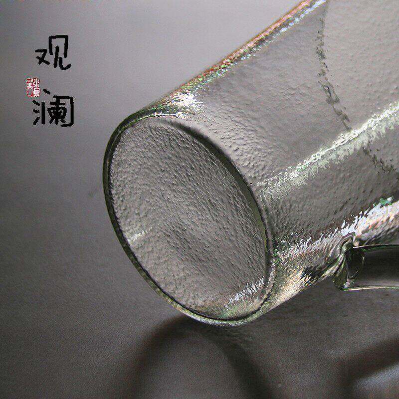 锤纹耐热玻璃花公茶杯加厚明OvTqdaCf过滤水杯透办室泡茶分杯带把