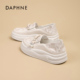一脚蹬休闲小白鞋 达芙妮厚底板鞋 时尚 百搭真皮单鞋 女2025新款 秋季