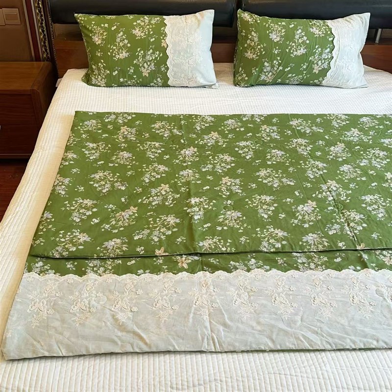 法式全棉双层纱夏凉被双人A类母婴级花边空调被机洗夏季薄被