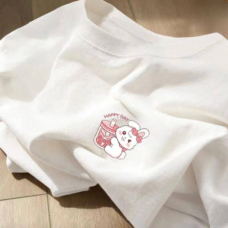 卡通印花中大童纯棉童装短袖t恤男女孩可爱宽松上衣服休闲爆款