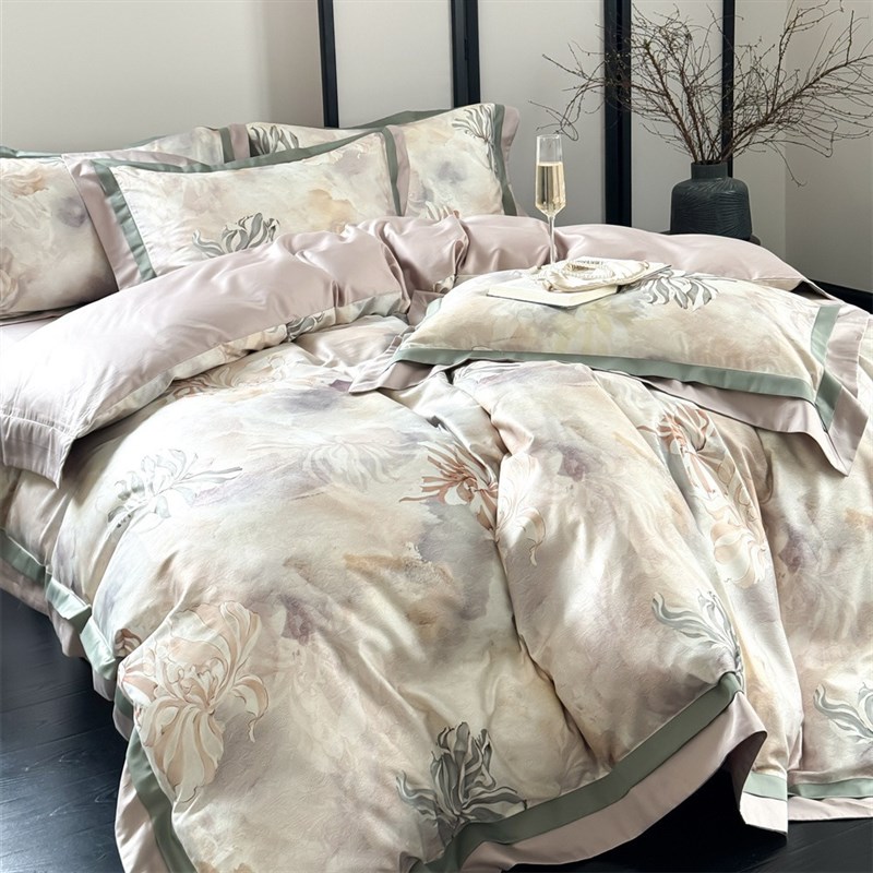 高密100支澳棉繁花数码印花床笠被套纯棉卧室四Y季床品四件套