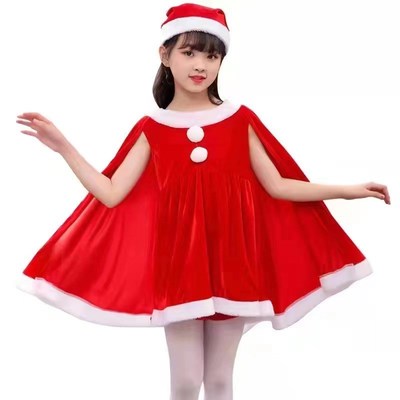 圣诞服装男女童圣j诞演出服儿童红色圣诞节表演服套装新款欧美
