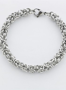 日韩版欧a美款手工编织复古粗玉米扭麻花钛钢男女手链龙骨链蛇骨