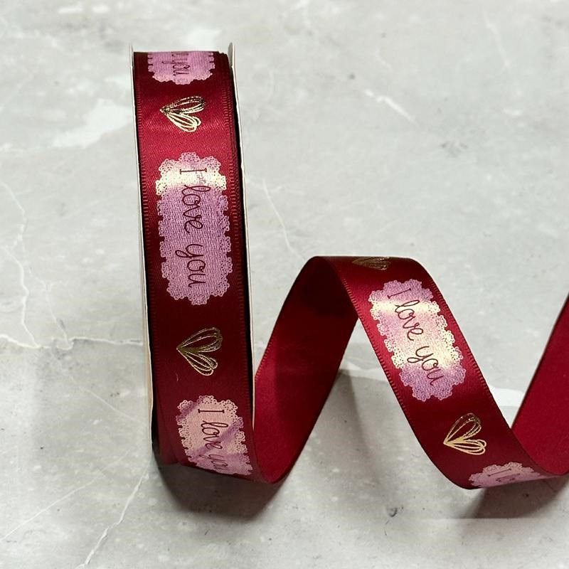 跨境厂家双色ILoveyou节日结婚礼品包装R彩带喜庆情人节丝带