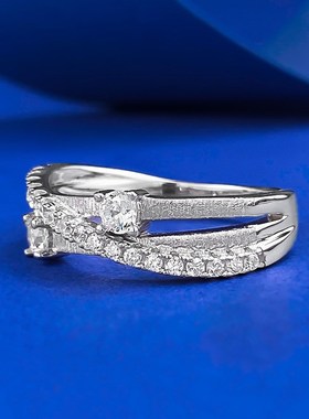 珠宝 直播新款S925银三圈环绕拉丝排戒戒指环 W时尚百搭气质款