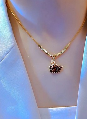 钛钢项链女链珠小方块树叶吊坠x2023新款潮小众简约百搭时尚锁骨