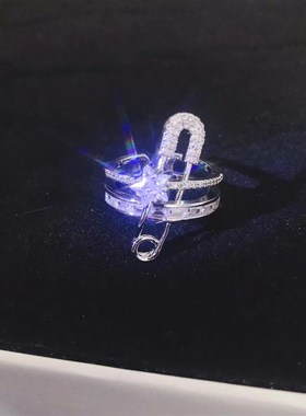 别针戒指女ins潮简约食M指戒指情侣指环