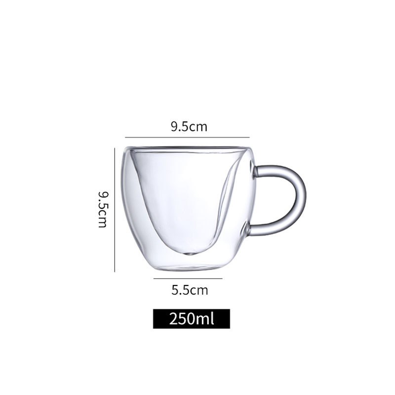 耐高温杯子伴手礼高颜值咖啡杯情侣创意M爱心双层玻璃杯带把手