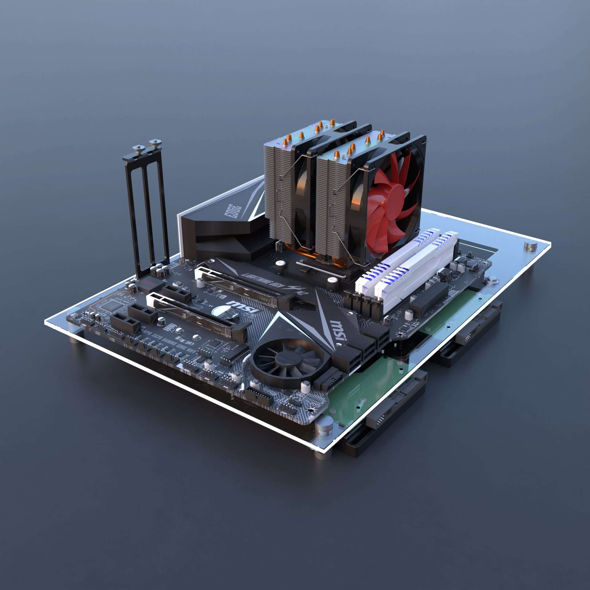 全透明 开放式机箱 matx电其它元器件