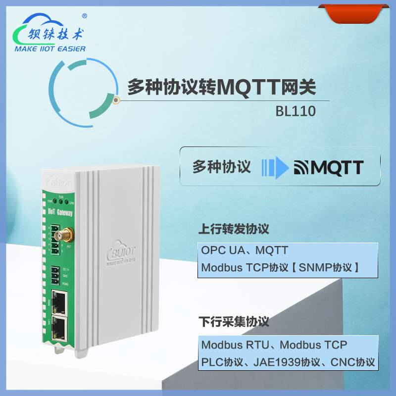 BL110多协议网关PLC/modbus转OPCUA/MQTT能源电力智能工业网关