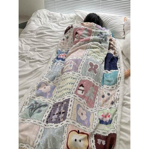 No!why shop·歪店“Fun”加长版法兰绒羊羔绒双层加厚毛毯午睡毯