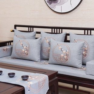 中式红木沙发坐垫实木家具沙发垫木椅子垫子罗汉床刺绣可拆洗定制