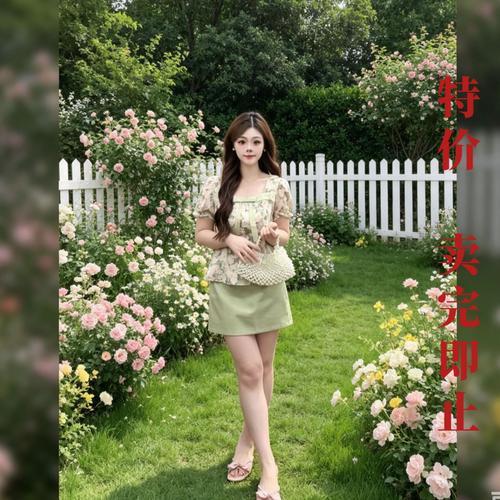 IEF/爱依服【微胖MM】大码时髦减龄套装女2026夏新款方领T恤短裙