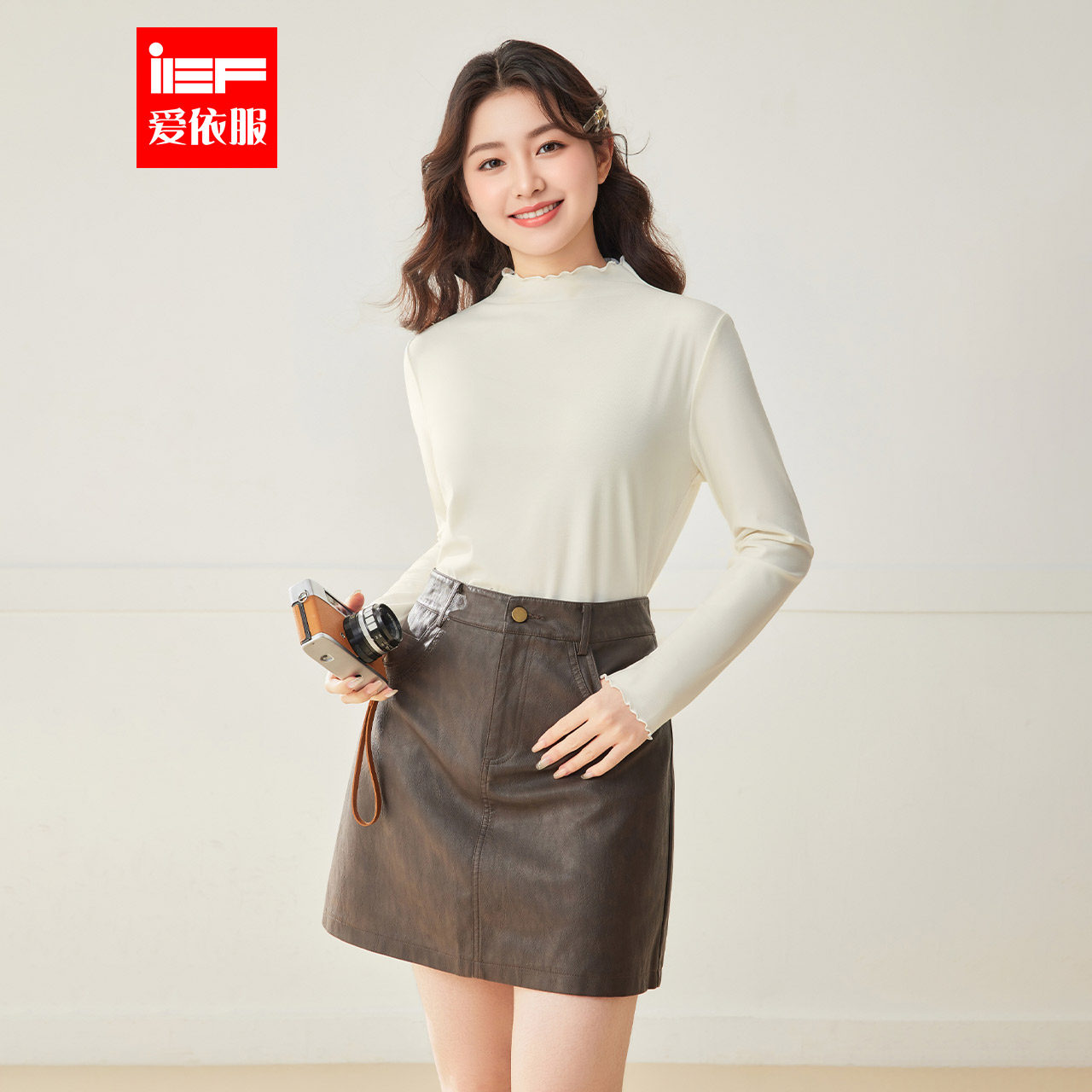 IEF/爱依服【微胖】2025秋冬套头毛衣女半高领外穿韩系大码打底衫