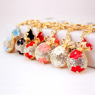 创意时尚 可爱镶钻花朵钱袋招财汽车钥E匙扣女包配饰挂件钥匙链618