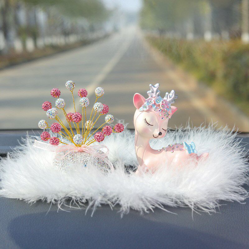 一路平安鹿汽车摆件车内饰品x车载摆件装饰用品大全中控台高档女