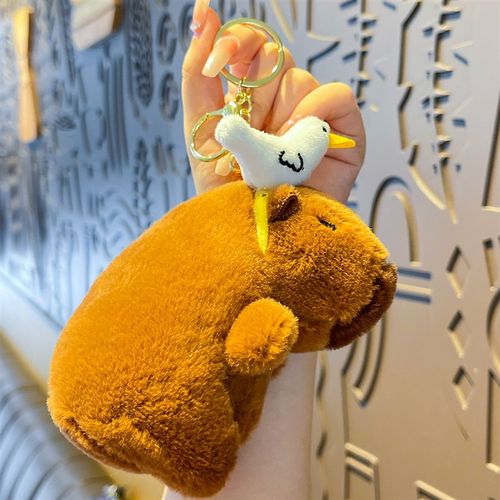可爱毛绒发夹卡皮巴拉水豚玩偶钥匙F扣情侣公仔包包挂件汽车钥匙