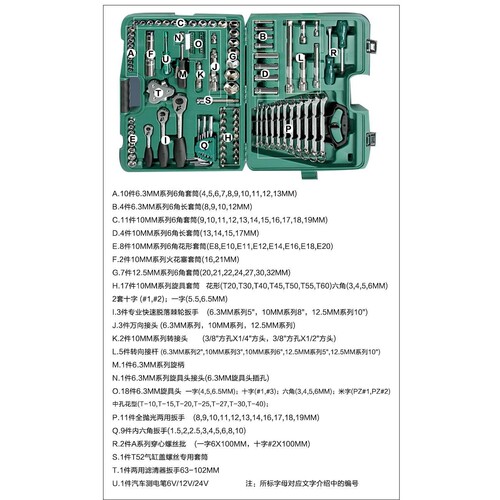 世达汽车维修工具组套121件棘轮扳手套筒汽修汽保组合套装09014A
