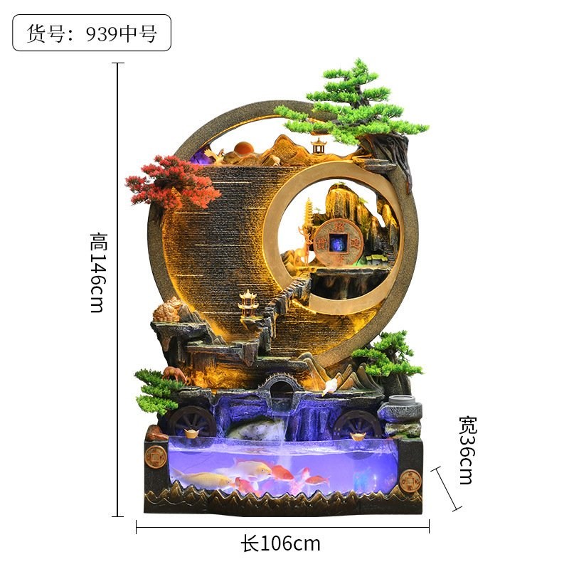 水幕墙流水屏风客厅玄关招财摆A件庭院落地循环水假山喷泉景观装