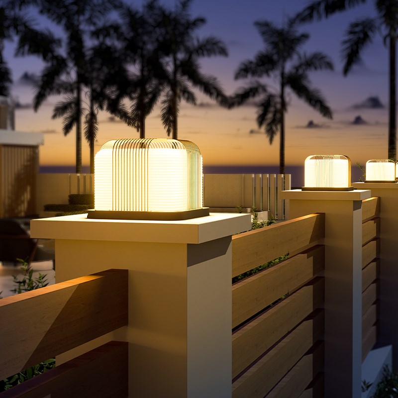 太阳能柱头灯不锈j钢户外防水庭院灯现代简约花园墙头灯别墅围墙