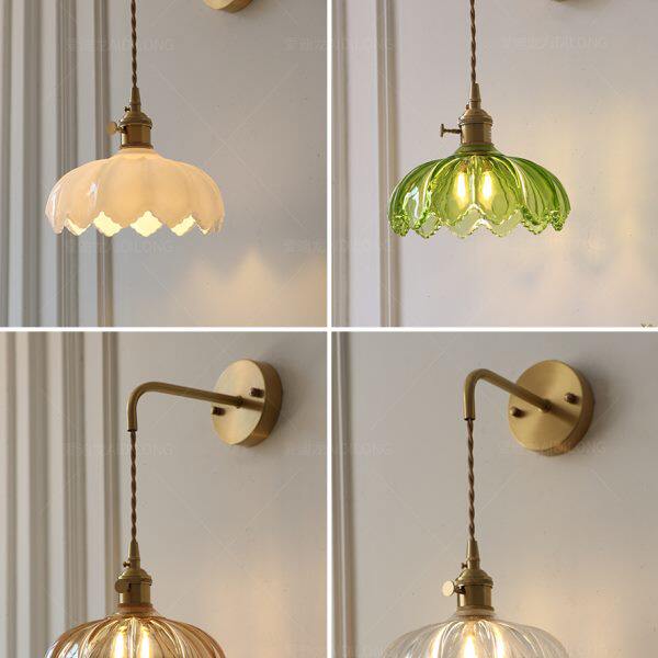 复古黄铜玻璃床头壁灯日式北欧简约创意时尚酒吧咖啡厅背景墙壁灯