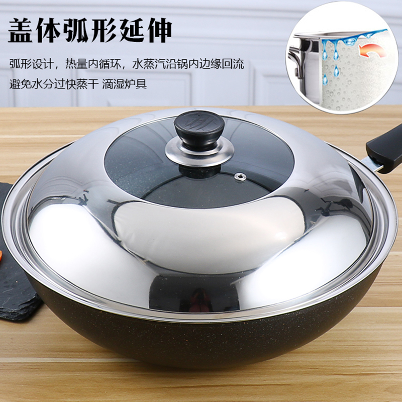 不锈钢锅盖家用炒锅炒锅全钢锅盖通C用可立透明锅盖玻璃盖3234cm