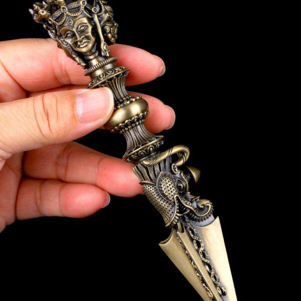 黄铜马头金刚杵法器手工打磨降魔杵手把件普巴金刚橛摆件男士新款