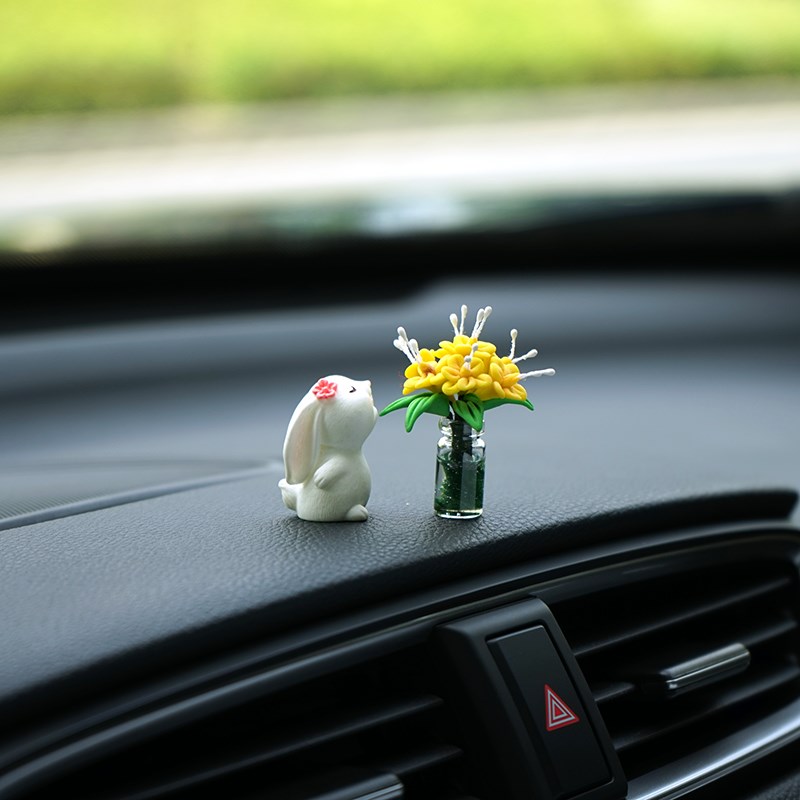 迷你玻璃花瓶汽车小摆件百合花朵车F载车内中控台车窗装饰品女生