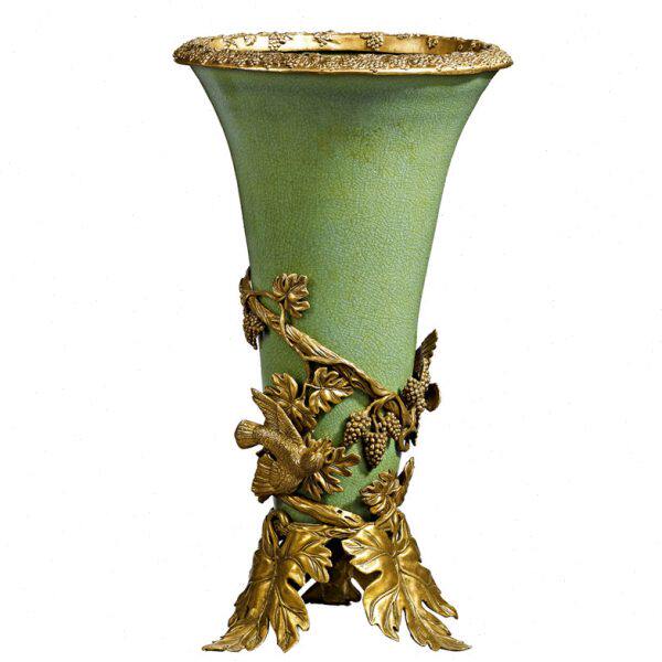 欧式古典装饰花器气质家居桌面装饰品客厅玄关摆件陶瓷铜花瓶728