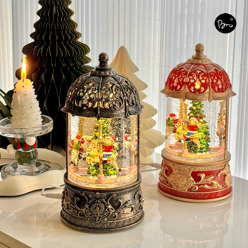 圣诞气氛组~梦幻圣诞树水v晶球音乐盒桌面装饰小夜灯可爱礼物礼品