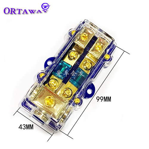 汽车音响电源一分二一出二保险丝座功放保险胆保险盒熔断器分线器
