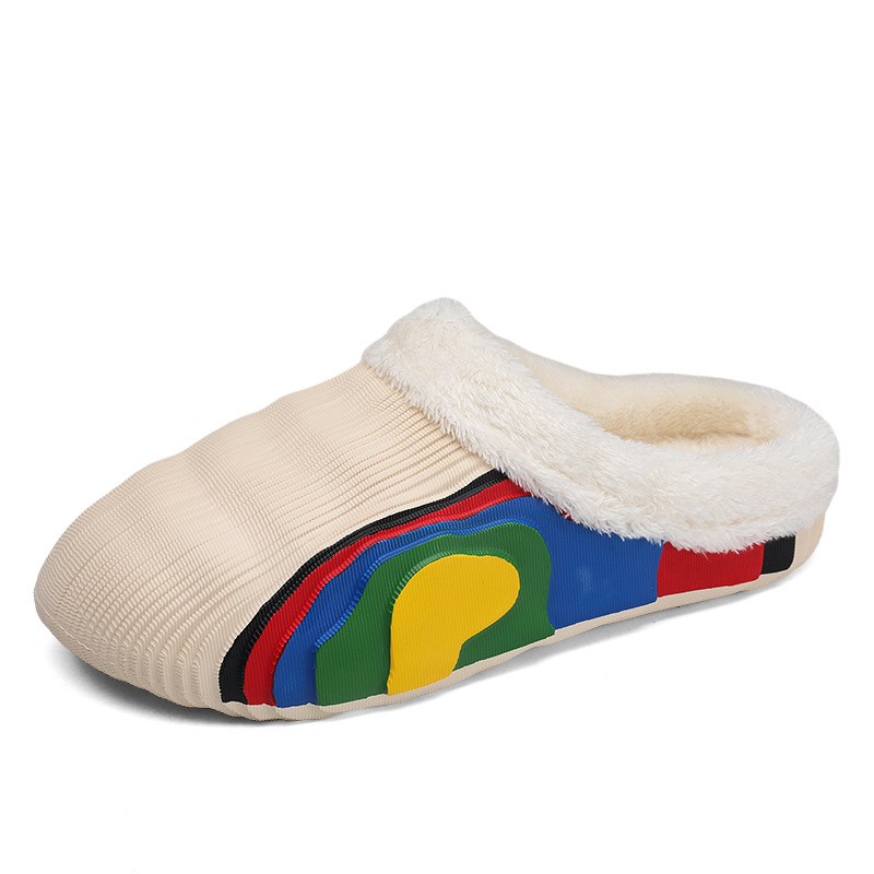 棉拖鞋男士冬季情侣包头踩屎感加绒保暖防水N潮懒人鞋亲子毛毛拖