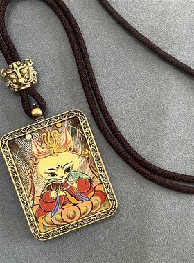 唐卡  五路财h神 嘎乌盒九尾狐卡牌吊坠景区夜市平安招财配饰