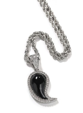 时尚创意腰果花吊坠项链C复古铜镶锆石欧美极简项链